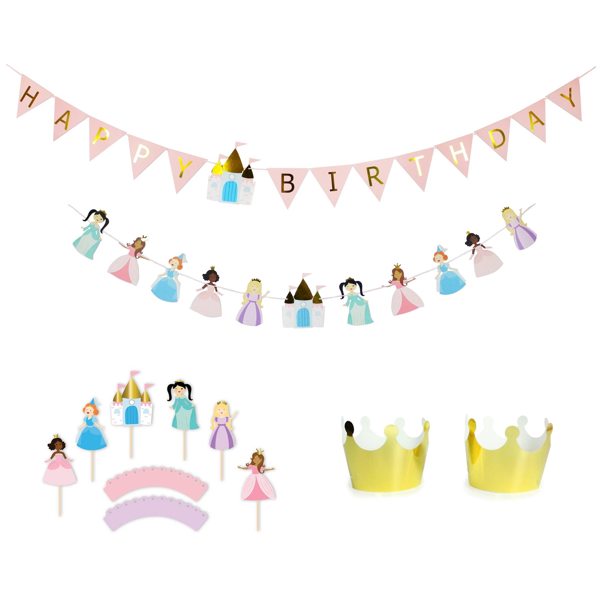 Pretty Princess - Birthday Party Decoration Kit - 12 guests - SimplySoiree