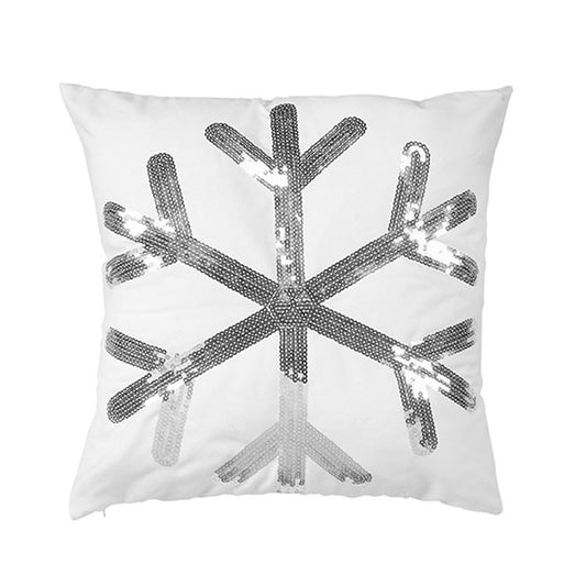 Snowflake Sequin Cushion Silver