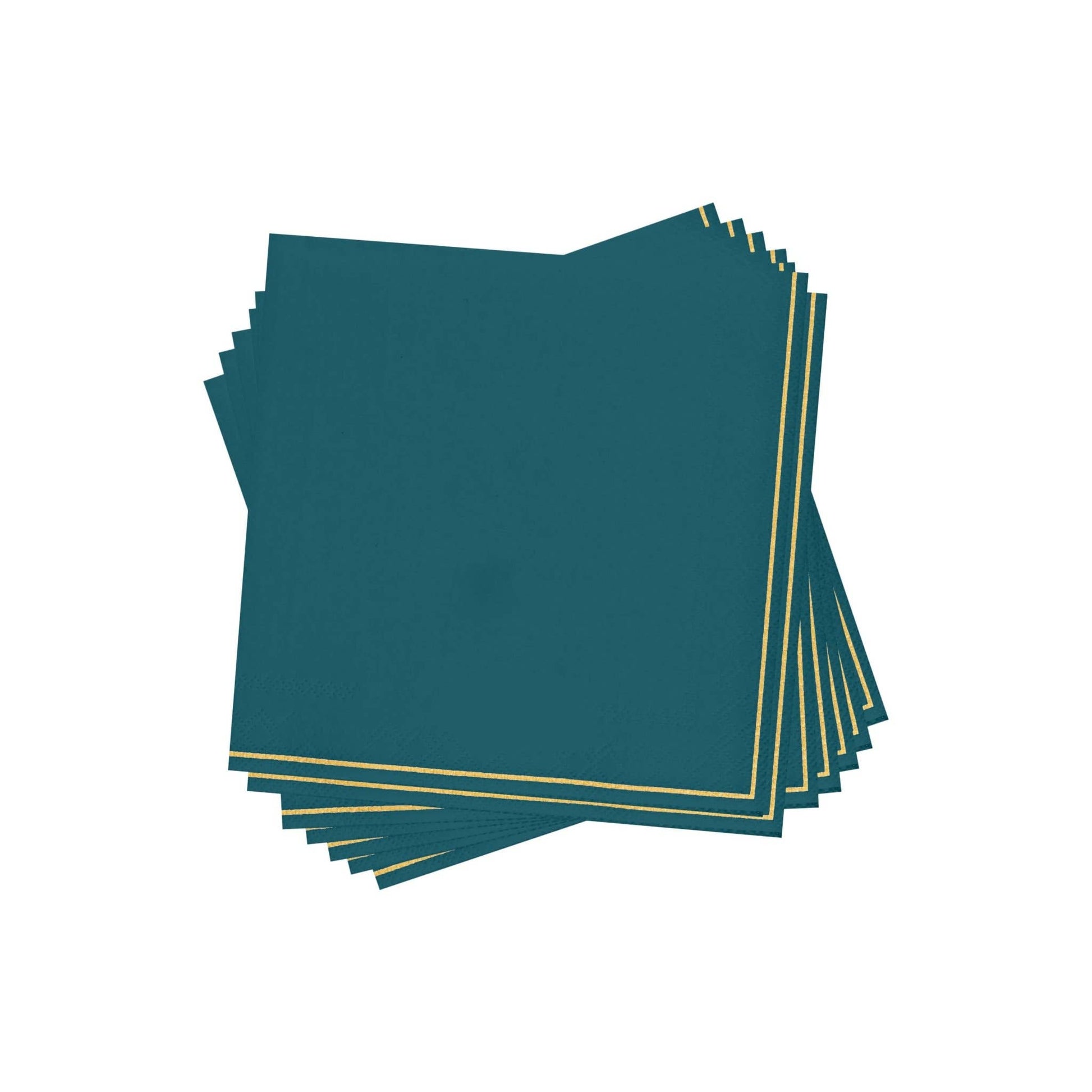 Napkins - Teal with Gold Stripe - 20 per Pack - SimplySoiree