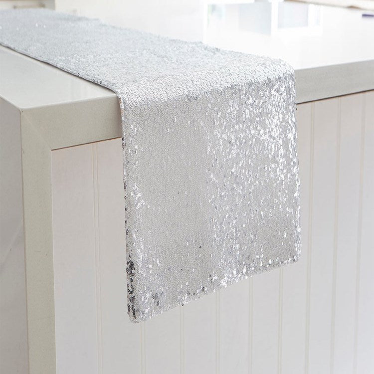Luxe Sequin Table Runner Silver