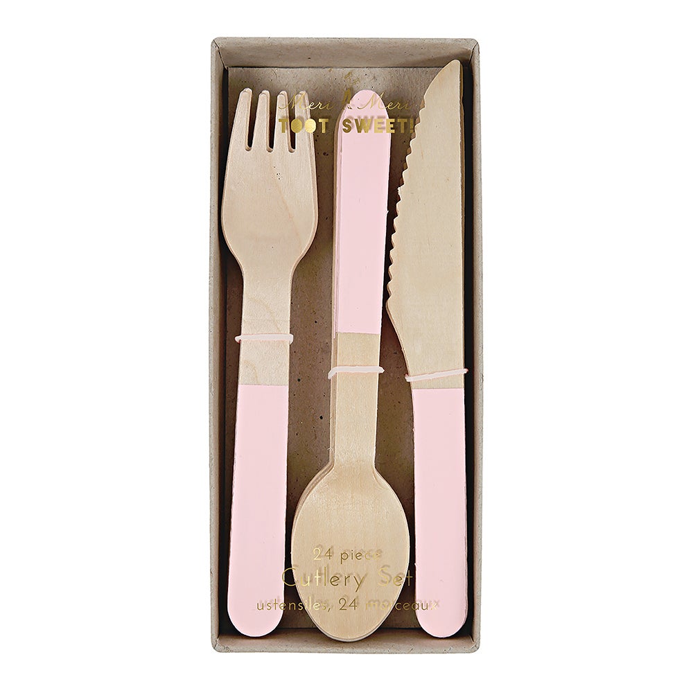 Meri Meri - Wooden Cutlery Set Pink - SimplySoiree
