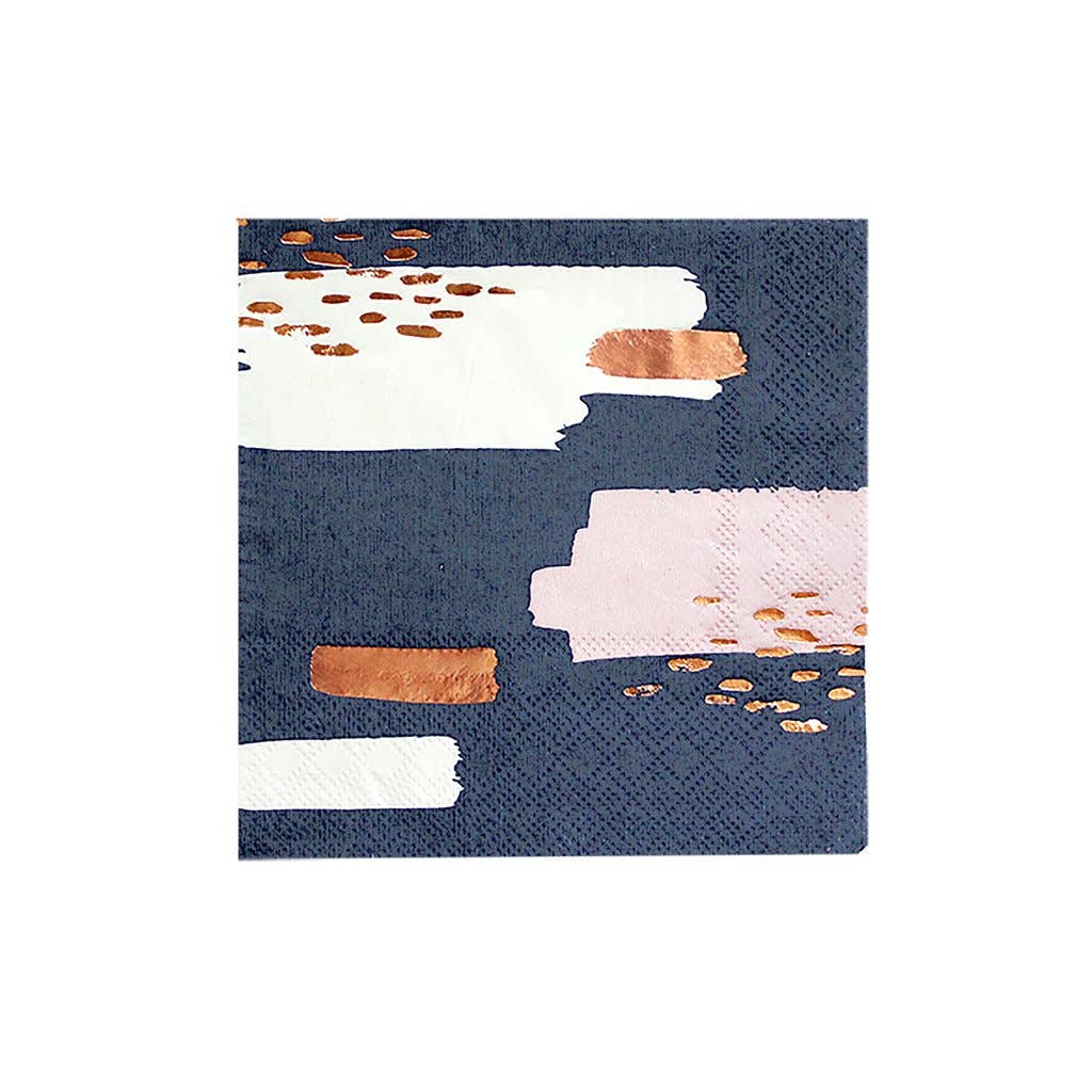Erika - Navy Abstract Cocktail Paper Napkins - SimplySoiree