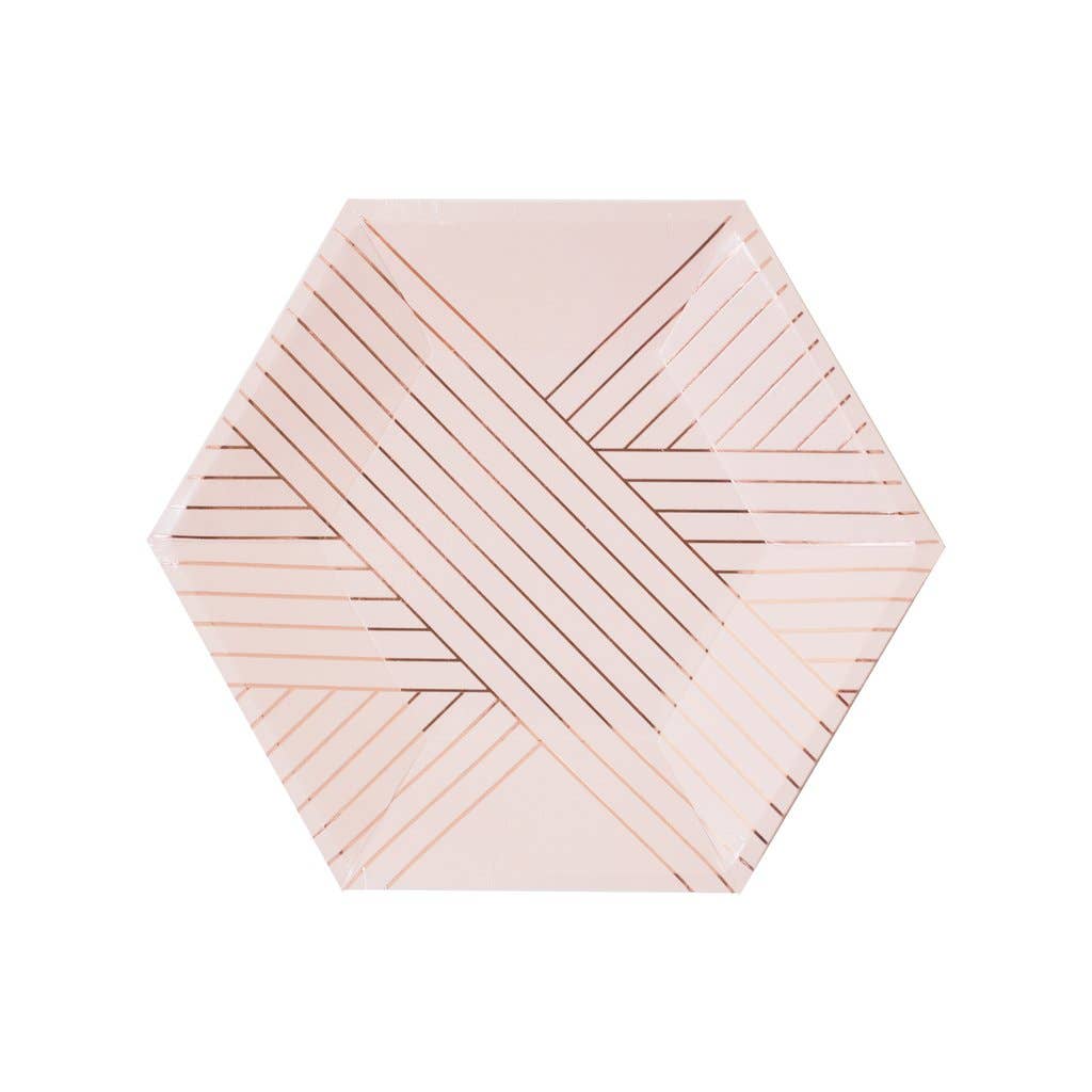 Amethyst - Pale Pink Striped Small Paper Plates - SimplySoiree