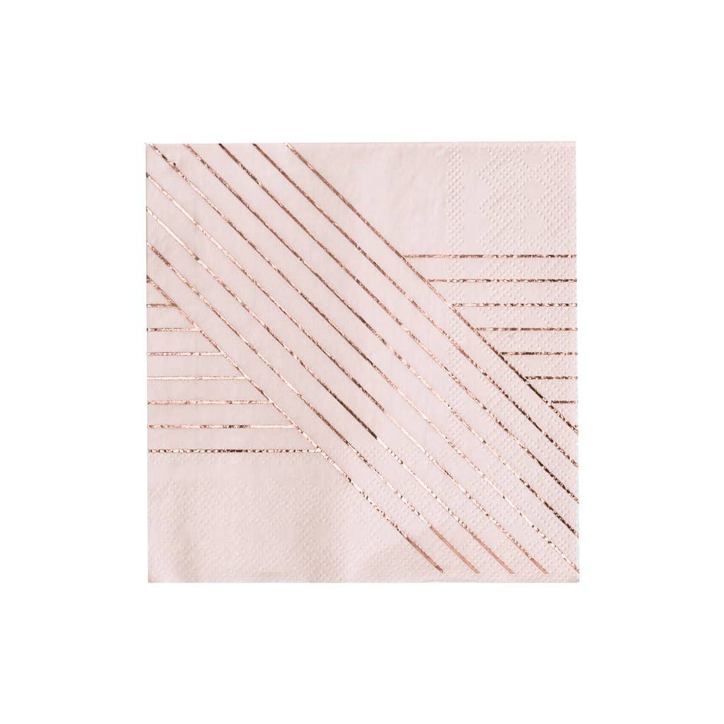 Amethyst - Pale Pink Striped Cocktail Paper Napkins - SimplySoiree