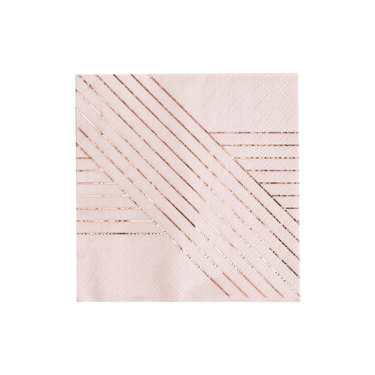 Amethyst - Pale Pink Striped Cocktail Paper Napkins - SimplySoiree