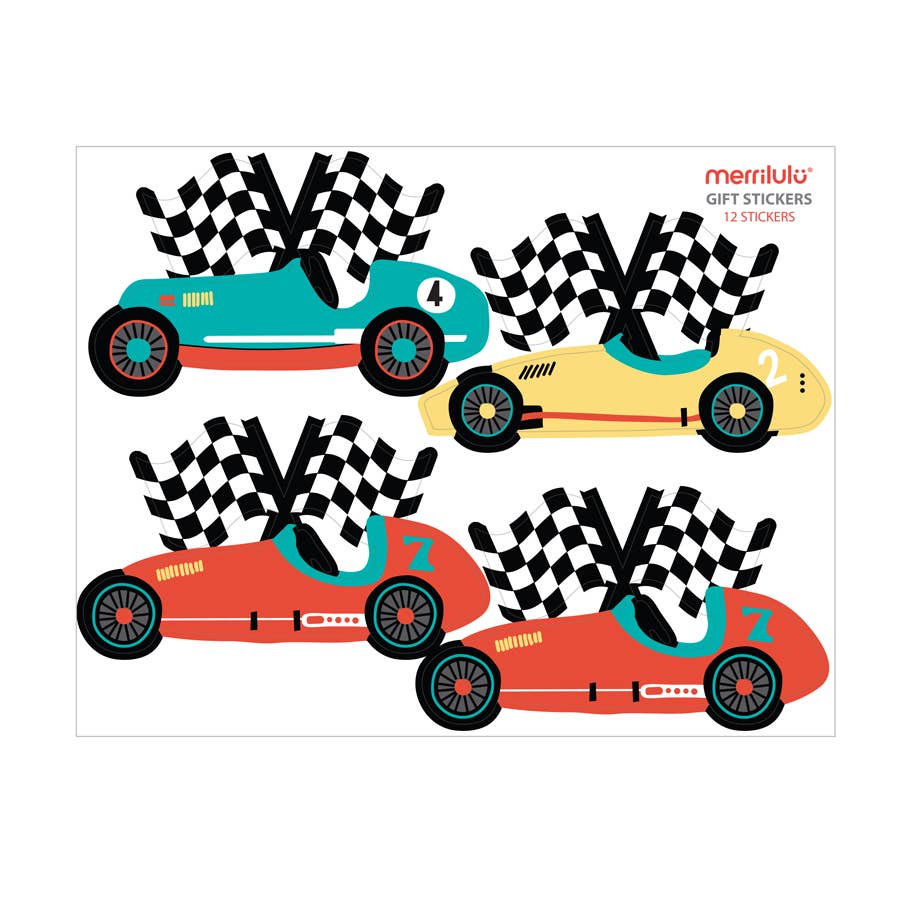 Vintage Race Car - Gift Bag Stickers - SimplySoiree