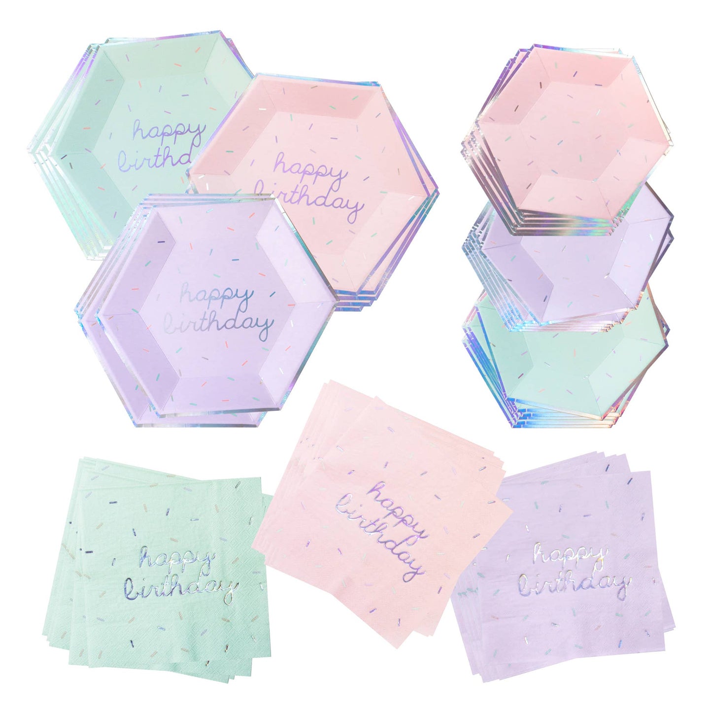 Sprinkles - Pastel Happy Birthday Kit (60-Piece Pack) - SimplySoiree