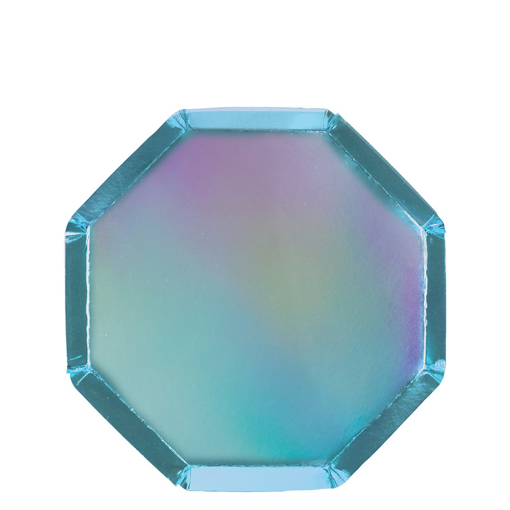 Meri Meri - Small Holographic Blue Octagonal Plate - SimplySoiree