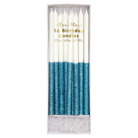 Meri Meri - Blue Glitter Dipped Candles - SimplySoiree