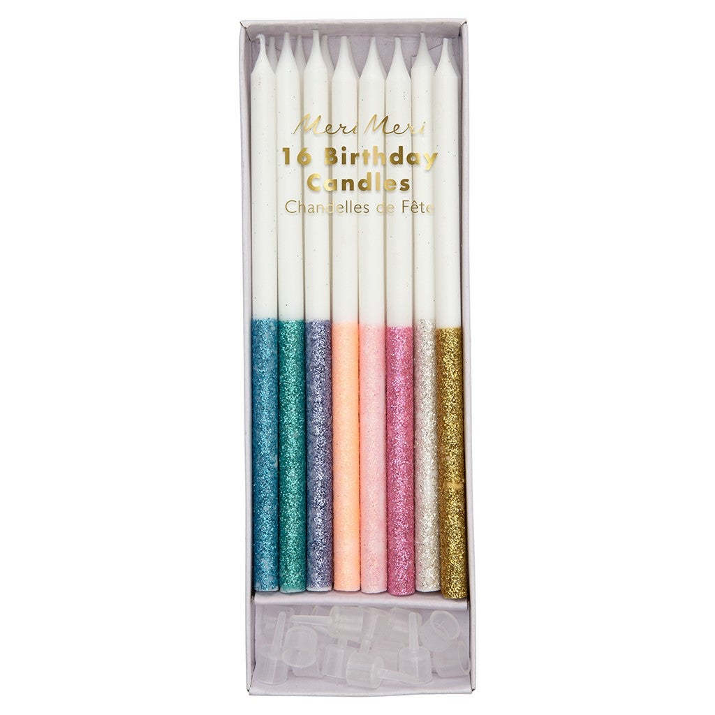 Meri Meri - Multicolor Dipped Glitter Candles - SimplySoiree