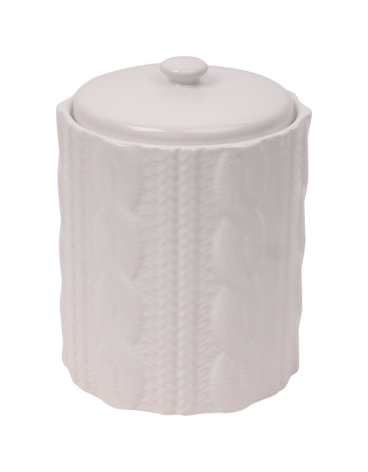 Cable Knit Cookie Jar White