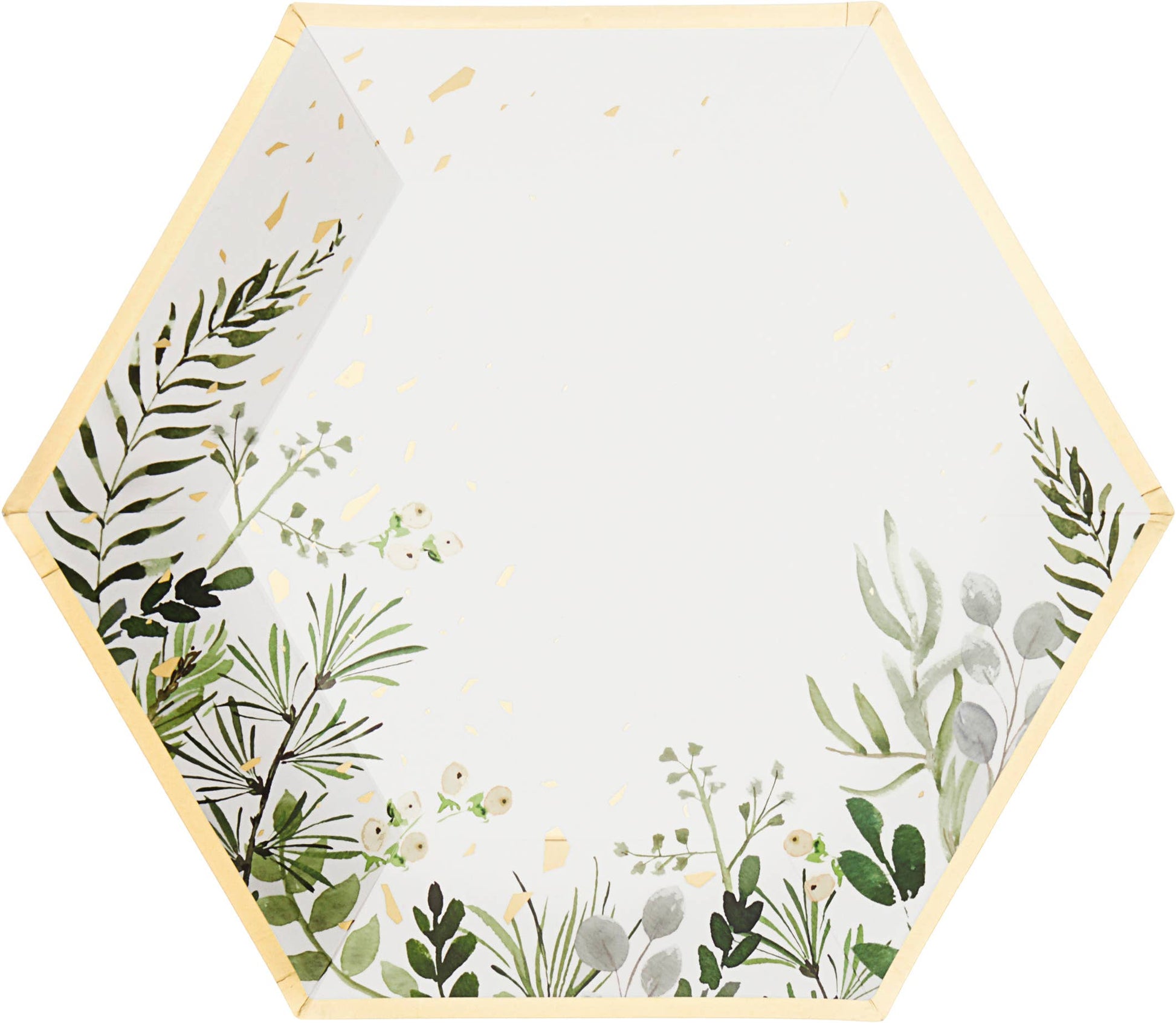 Secret Garden - White Botanicals Large Paper Plates - SimplySoiree