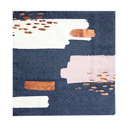 Erika - Navy Abstract Lunch Paper Napkins - SimplySoiree