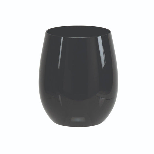Upscale Round Black 12 Oz. Plastic Wine Goblets | 6 Cups
