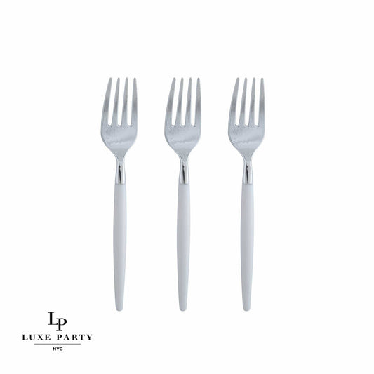 Clear and Silver Plastic Mini Forks | 20 Forks