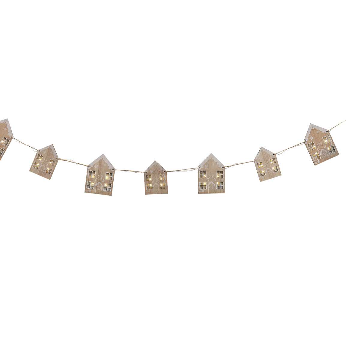 Wooden Gingerbread House Christmas Bunting with Light Up Windows