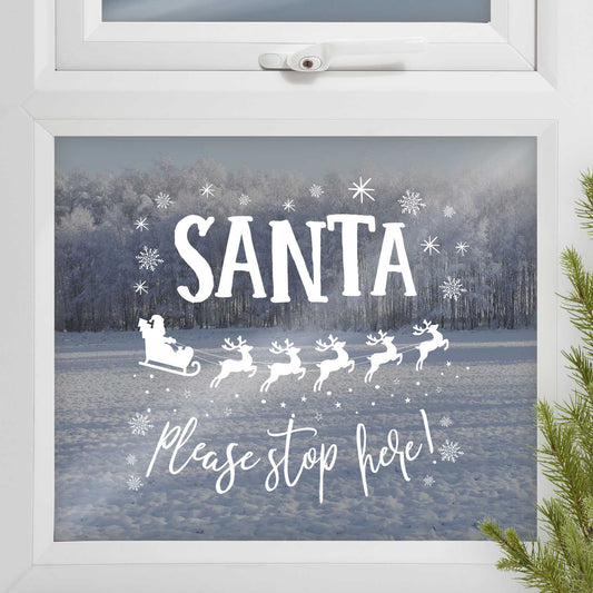 Santa Stop Here Window Sticker - Novelty Christmas