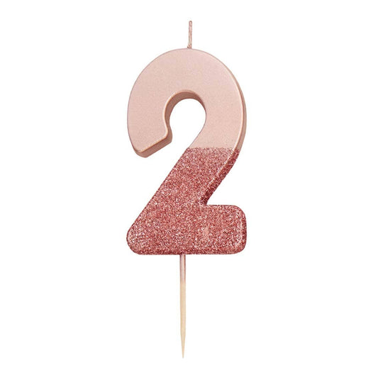 Rose Gold Glitter Number Candle, 2