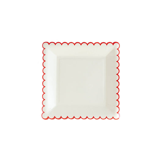 Believe White/Red Scallop 9" Plate- 8ct