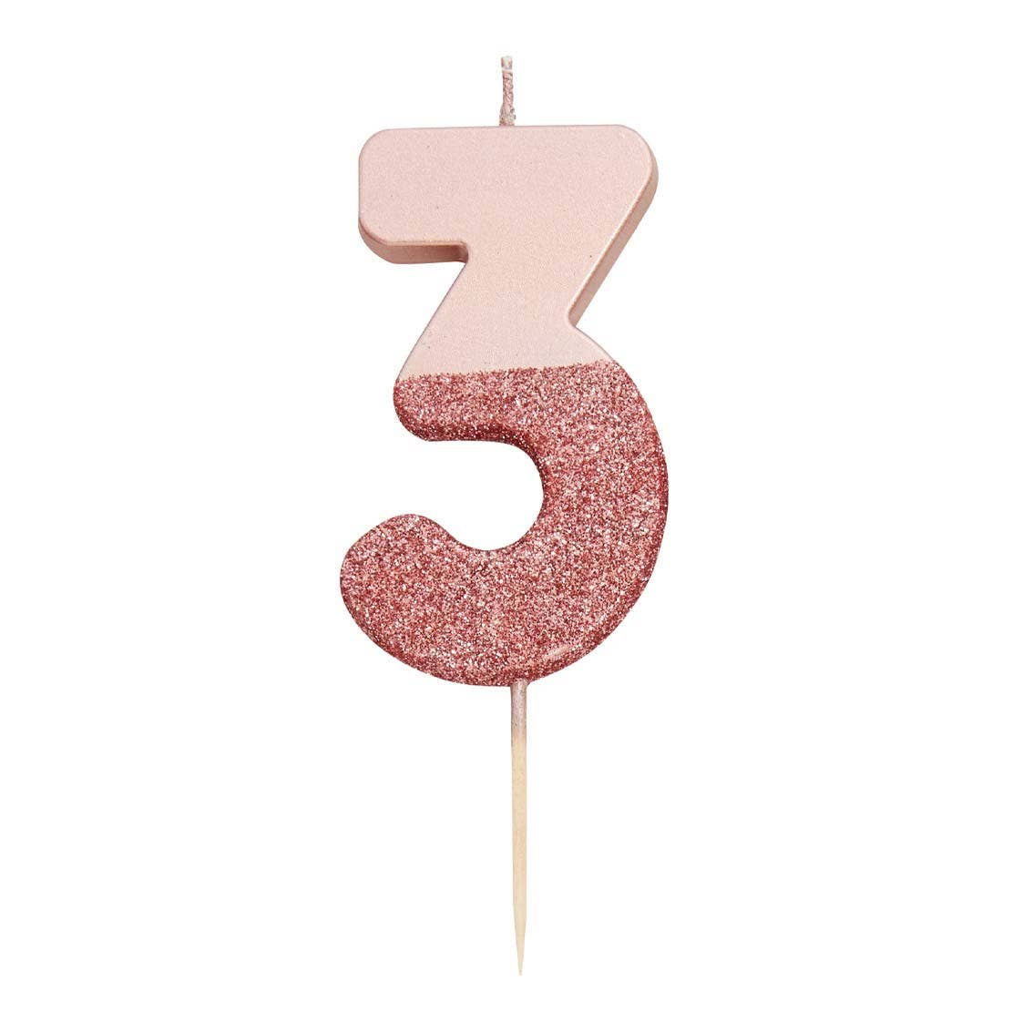 Rose Gold Glitter Number Candle, 3