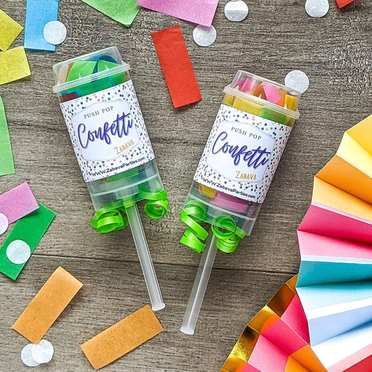 Colorful Confetti Push Pops, Great for little kids & ASD - SimplySoiree