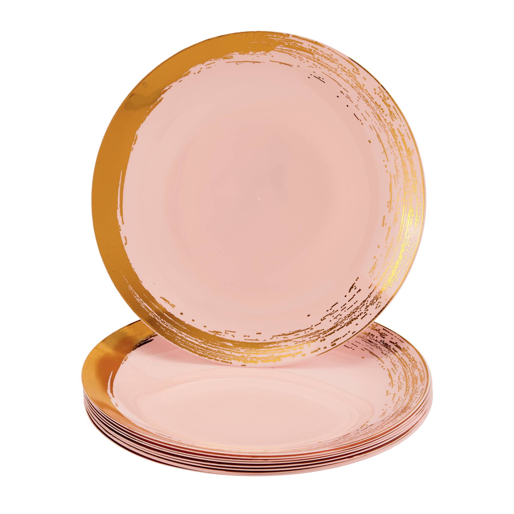 Blush/Gold Plastic Plates | Brushed Collection | 10 PC - SimplySoiree