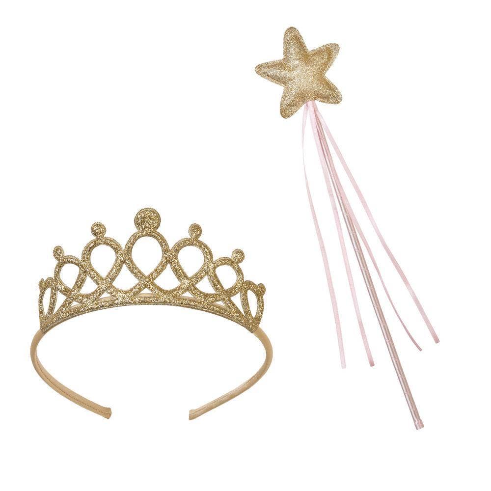 Pink and Gold Wand & Tiara Set - Kid's Dress Up Accessory - SimplySoiree