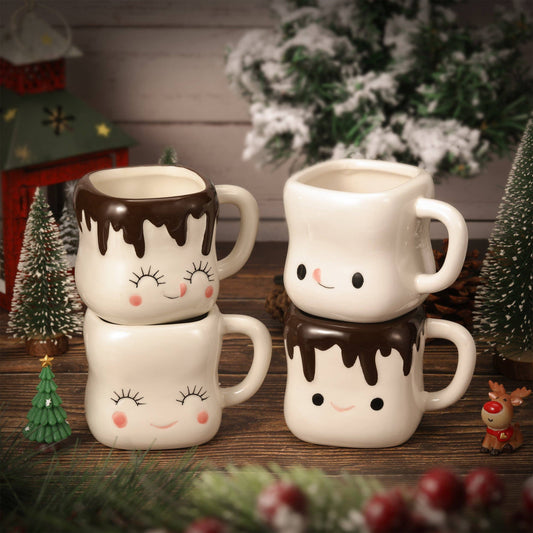 Marshmallow Shaped Hot Chocolate Mugs - With Handle - SimplySoiree