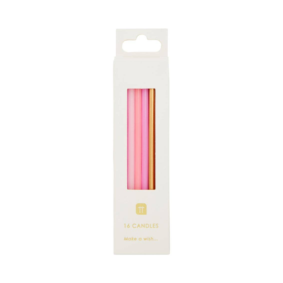Rose Pink & Gold Birthday Candles - 16 pack - SimplySoiree