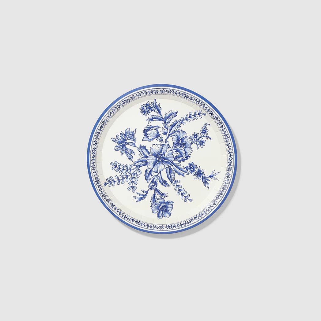 French Toile Small Paper Party Plates (10 per Pack) - SimplySoiree