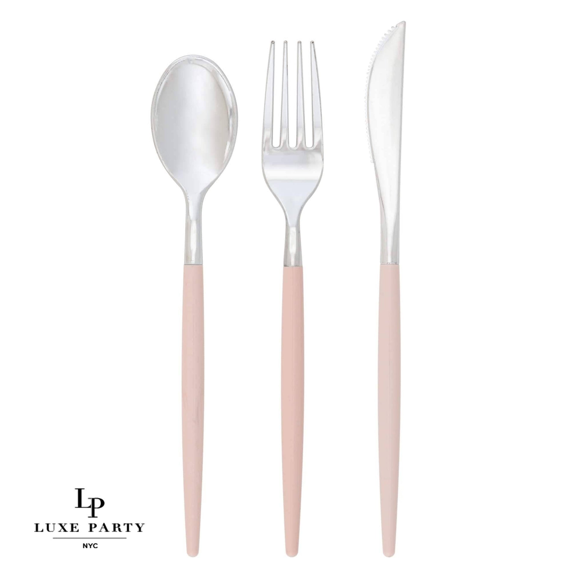 Blush • Silver Plastic Cutlery Set | 32 Pieces - SimplySoiree
